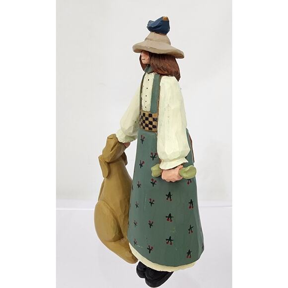 Williraye Saxony Girl & Sitting Golden Dog Figure WW1031 Bluebird Head Americana - Picture 4 of 8